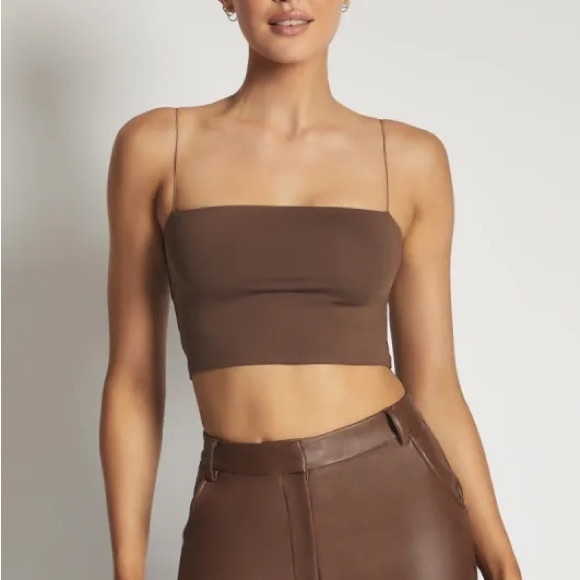 Meshki Yvonne Crop Top Chocolate Brown Medium - Picture 2 of 9